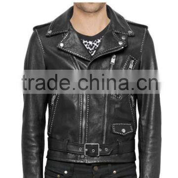 ALL OVER STUDDED MENS LEATHER BIKER JACKET