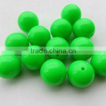 Wholesale Neon Summer Green Beads Fluorescence 20mm solid Bubblegum beads For Kids Chunky Necklace Party Use