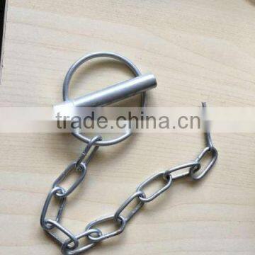 Metal Zinc plated O shape linch pin hitch pin clip single winded with chain rigging hardware