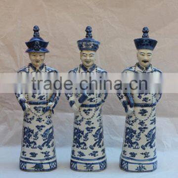 Chinese antique blue and white ceramic figure sculpture