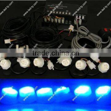 120W 6 LED Hide-A-Way Emergency Hazard Warning Strobe Lights Blue