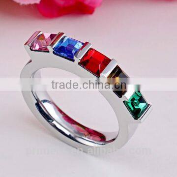 Womens CZ Diamond Rainbow Rhinestone Classic Engagement Bridal Designs Fashion Jewelry Ring photo-5