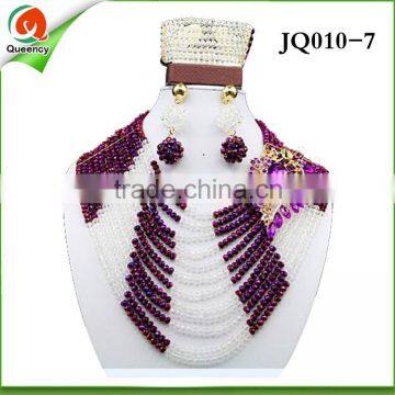 JQ010-7 purple african beads jewelry set bridal nigerian wedding