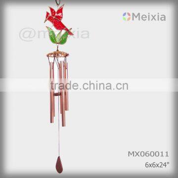 MX060011 wholesale wind bell with tiffany style stained glass bell decoration and metal wind bell pipe