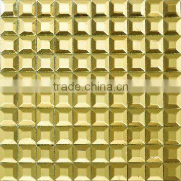 Mixed Color Family and Square Shape gold color glass mosaic tile