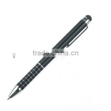 cheap classic black 2 in 1 metal stylus touch screen pen with customized logo