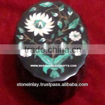 Black Marble Inlay Box Handcrafted Inlay Marble Gift Box