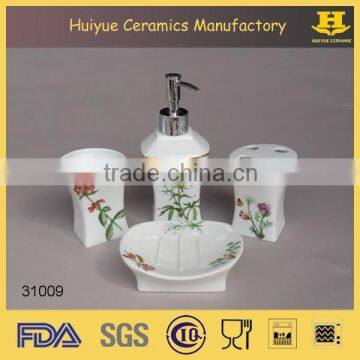Ceramic Bathroom Set, Lotion Bottle, Soap Dish, Tumbler, Toothbrush Holder photo-2