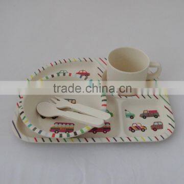 Eco-friendly Bamboo Fiber Kids tableware Set-Car Design