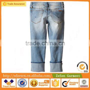 Blasted Blue Crop Jeans China Wholesale Clean Apparel For Kid photo-2