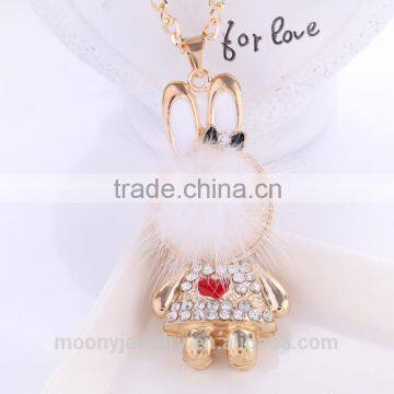 Fashionable rabbit necklace female welcomed necklace fluff decorated fashion necklace jewelry 2015