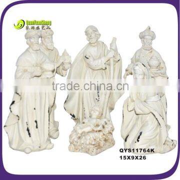 Polyresin white statue christmas nativity sets indoor decoraiton