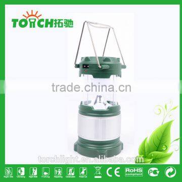 Green Color Rechargeable Lantern ABS Plastic Camping Lantern 3*AA Battery with Solar Charger Camp Lantern Light