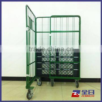 Roll trolley,Foldable trolley,folding trolley,logistics trolley, logistics cargo trolley, wire mesh cage trolley