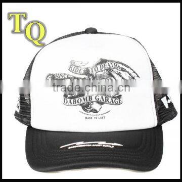 black and white custom made screen print trucker hats for sale