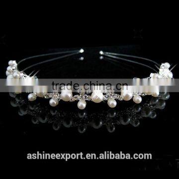 2015 summer fashion lovely crystal and pearl headhand high quality Stainless Steel headhand