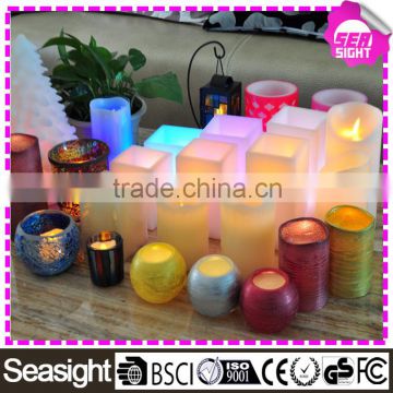 Simulated glitter candle light, multi colored led lights candle for home