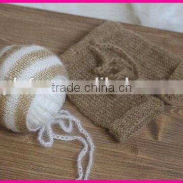 baby bonnet and pant crochet mohair newborn girl\boy photo prop set                        
                                                Quality Choice