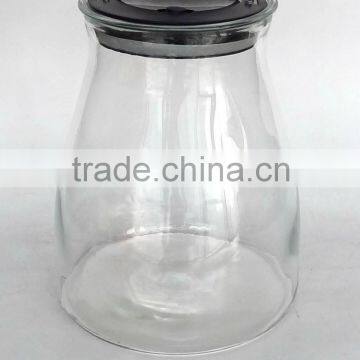 Clear wine glass jar with metal rack (CCP820)