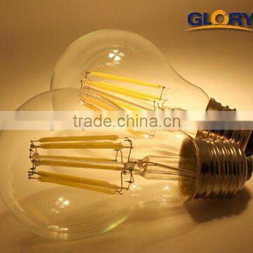 Cover Glass Dimmable E27 6w 8w Led Filament candle Bulb Globe