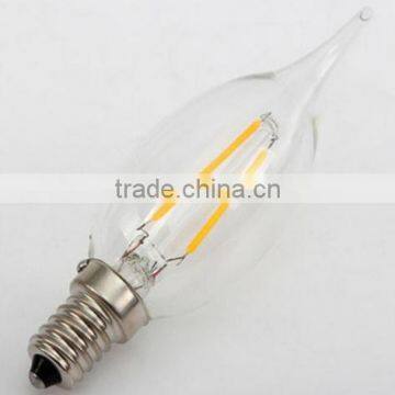 E14 2Wc35 4W 6W long service life led filament lamp Aluminium &Glass led candle bulb