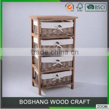 Small Cheap Indoor Storage Wooden Cabinet With Many Wicker Drawers photo-5