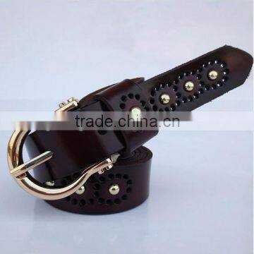 2015 wholesale with hole fashion smart casual pu leather belt women