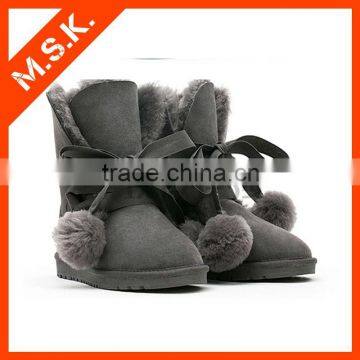Hot selling snow buckle fastener sweet leather boots women
