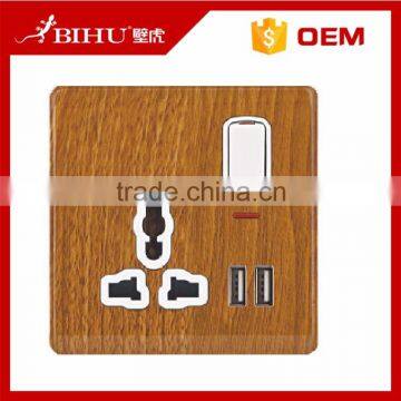 High Fashion Wood Grain Switch Socket With Neon for UK, Universal, 2 Pin and 3 Pin photo-2