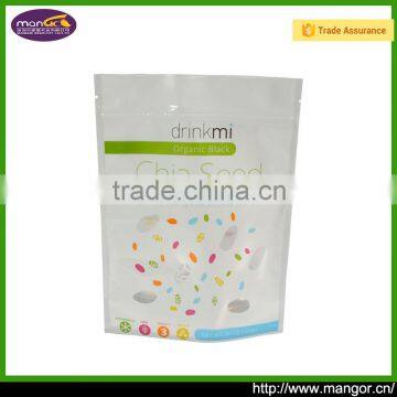 Unique customized transparent zipper bag with stand up for chia seed