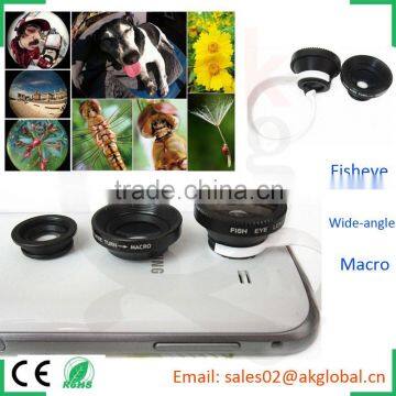 smartphone enhanced photography function camera lens wide-angle lens,fisheye lens,macro 3in1 snapshot kit