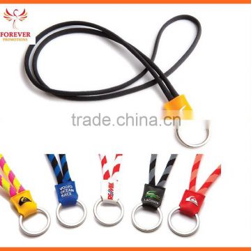 2016 New Design Cheap Promotional Custom Elastic Cord Lanyard With Keyring With Printed Logo Advertising PU Zhejiang Supplier