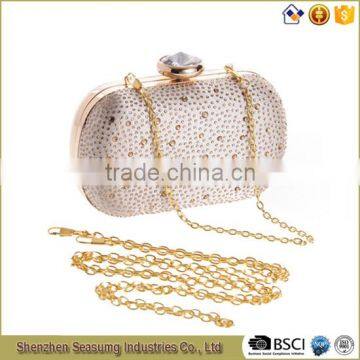 Fashion Glitter Fabric Evening Bag with Two Chain Straps