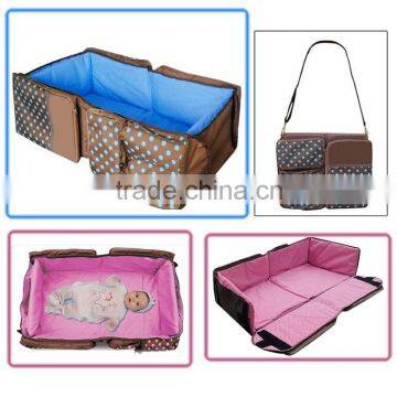 Polyester With Dot Printing Foldable Travel Diaper Bags/ Baby Travel Cot Quality Choice photo-4