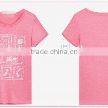 2016-17 China Manufacturer Lovely Pink t Shirt for Women With Silk Screen Printing photo-3