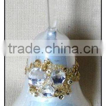 Decorative Champagne Hanging Glass Bell with Diamonds