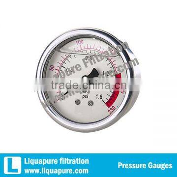 2.5" center mount oil filled pressure gauge