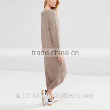 Ladies Designer Office Dresses Long Sleeve Knitted Wear Scoop Neck Midi Work Dress Quality Choice photo-3