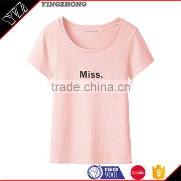manufacturer china custom women's clothing bluk printing Miss Log t-shirt
