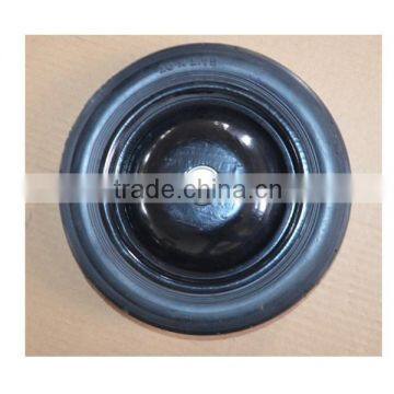 10x1.75 Inch Semi Pneumatic Rubber Wheel With Rib Tread and Steel Rim for Mowers and Handcarts photo-2