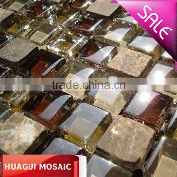 Beautiful background mosaic tile crystal glass mix dark emperador HG-8151412