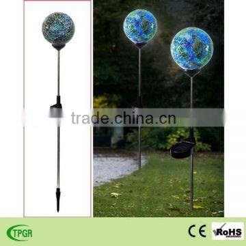 Mosaic paste glass metal plug-in globe solar stake for garden solar light