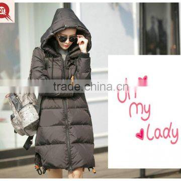 punk type wax coated john long winter parka jacket hoodie women, full length down ladies long coat design