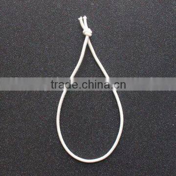 white elastic cord with knot for hangtag