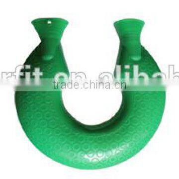 Plastic U Shape colors Hot Water Bottle With Blue Dots Cover-The Neck Treatment