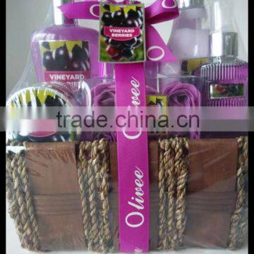 Grape Berry Fragrance Whitening Moisturizing Bath Set With Sea Grass Basket photo-6