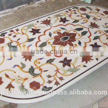 Inlay Marble Table Top, Decorative Marble Inlay Dining Table Top