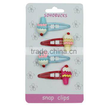 Poly resin cupcake snap hair clips