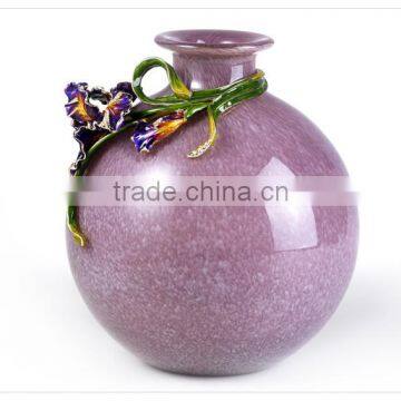 Iris design color enamel color glass vase craft gift , home decoration