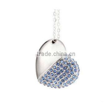 4GB Blue Crystal Heart Flash Drive,cool custom usb flash drive case